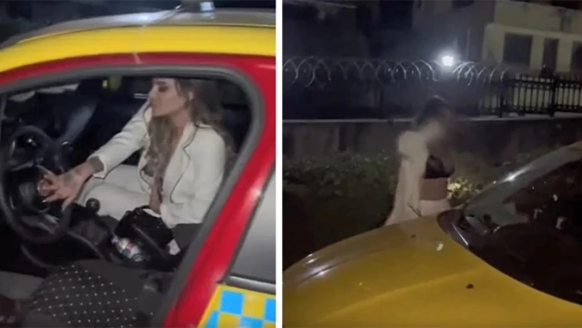 Taksi sürücüsü ve polise saldıran kadın tutuklandı: Saldırı anı kamerada