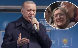 Cumhurbaşkanı Erdoğan, miting alanında ağlayan genç kızı teselli etti
