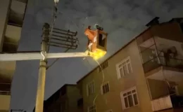 Kocaeli’de trafoda çıkan yangın elektrik kablolarını patlattı, 10 sokak karanlığa gömüldü