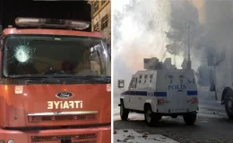 PKK terör örgütü yandaşları itfaiye aracına saldırdı