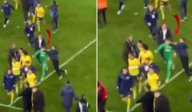 Türk futbolunun utanç gecesi! Trabzonsporlu taraftar Fenerbahçe’nin kalecisine yumruk attı