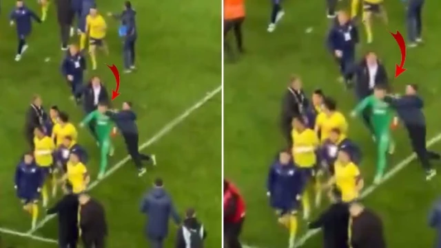 Türk futbolunun utanç gecesi! Trabzonsporlu taraftar Fenerbahçe’nin kalecisine yumruk attı
