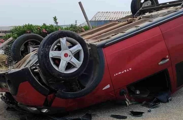 Antakya’da takla atan otomobilin sürücüsü yaralandı