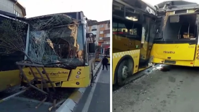 İstanbul’da facianın eşiğinden dönüldü! Gaz pedalı takılı kalan İETT otobüsü duraktaki otobüslere çarptı