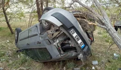 Konya’da lastiği patlayan otomobil takla attı: 4 yaralı