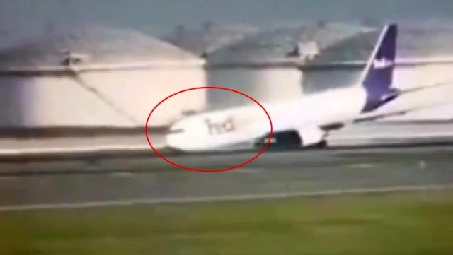 İstanbul Havalimanı’nda korkutan kaza! Kargo uçağı gövde üzeri iniş yaptı