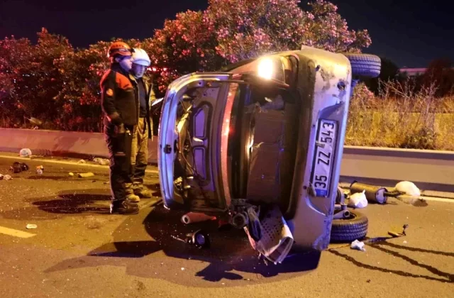 İzmir’de otomobil takla attı, sürücü ağır yaralandı