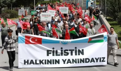 Kayseri Üniversitesi Filistin halkına destek için yürüyüş düzenledi