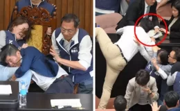 Tayvan meclisinde ilginç anlar! Tasarının geçmesini engellemek için oylama kağıdını alıp kaçtı