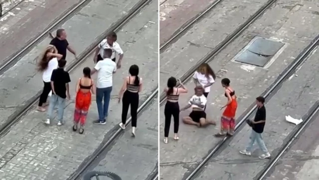 Antalya’da 4 kadın tramvay yolunda kavga etti