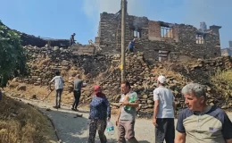Aydın’ın Bozdoğan ilçesinde çıkan yangında 13 ev küle döndü