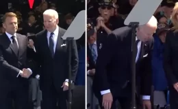 Biden yine bildiğiniz gibi! Sahnede olmayan sandalyeye oturmaya çalıştı