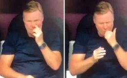 Hollanda teknik direktörü Ronald Koeman, burnunu karıştırıp sümüğünü yedi