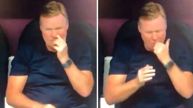 Hollanda teknik direktörü Ronald Koeman, burnunu karıştırıp sümüğünü yedi