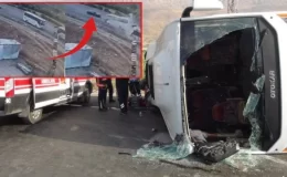 İki otobüsün kafa kafaya çarpıştığı kaza kamerada! Olan arkadan gelen uzman çavuşa oldu