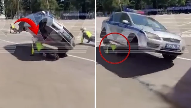 Rusya’da gösteri faciaya yol açıyordu! Polis memurunun kafasının üzerinden araç geçti