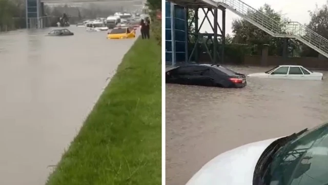 Şiddetli yağış başkenti felç etti! Sokaklar göle döndü, araçlar suya gömüldü