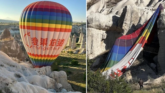 Yüzlerce metre yüksekte korku dolu anlar! Balon pilotu 20 kişinin hayatını kurtardı