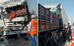 5 tır ve 2 kamyonet çarpıştı! Feci kazada 1 kişi hayatını kaybetti