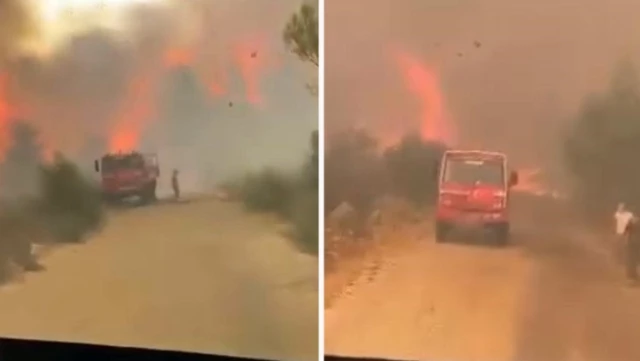 Antalya’daki orman yangınında korku dolu anlar! İtfaiye ekipleri alevlerin arasında kalmaktan son anda kurtuldu