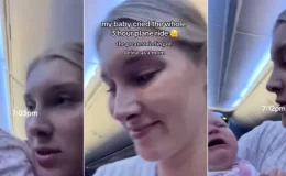 Bebeğinin ‘üç saatlik uçak yolculuğu boyunca’ ağladığı anlara ait videoyu paylaşan anne, internet kullanıcılarını ikiye böldü