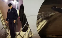 COVID-19’a yakalanan Joe Biden’in uçak merdiveninden inerken zorlandığı göründü