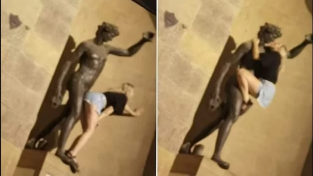Floransa’da, değerli Bacchus heykeline cinsel ilişki taklidi yapan kadın turist, büyük tepki çekti