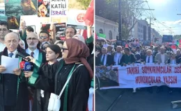 İstanbul 2 Nolu Barosu’ndan Gazze’deki katliama tepki! Açtıkları pankart yürüyüşe damga vurdu