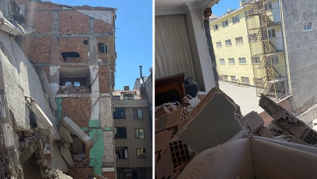 İstanbul’da büyük panik! Yıkım çalışması sırasında yan binanın duvarları yıkıldı