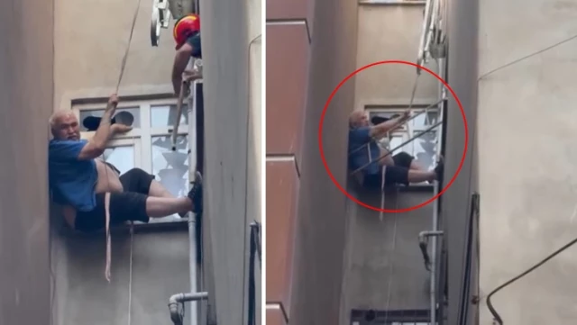 İstanbul’da film gibi olay: Çatıdan düşen adam havada asılı kaldı