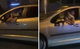 İstanbul’da hayrete düşüren görüntü! Kadın, sürücünün kucağında yolculuk etti