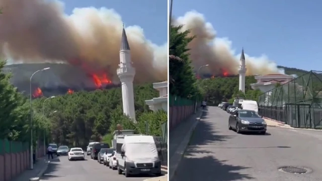 İstanbul’daki Aydos Ormanı’nda yangın çıktı! Alevler yerleşim yerlerine doğru ilerliyor