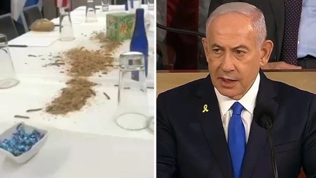 Netanyahu, ABD’de hak ettiği gibi karşılandı! Masaya kurt, hamam böceği, solucan döktüler