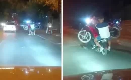 Görenler gözlerine inanamadı! Motosiklet üzerinde motosiklet taşıdı