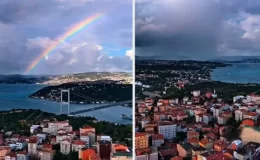 İstanbul’da yağmurun ardından gökyüzünde görsel şölen