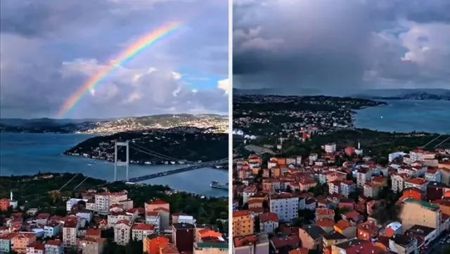 İstanbul’da yağmurun ardından gökyüzünde görsel şölen