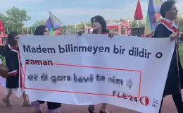 ODTÜ mezuniyet töreninde küfürlü Kürtçe pankart açıldı