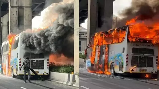 Bangkok’ta öğrenci ve öğretmenleri taşıyan otobüs alev aldı! 25 kişi öldü