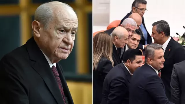 Kürsüde başka Meclis’te başka! Bahçeli, topa tuttuğu Özgür Özel’le tokalaştı