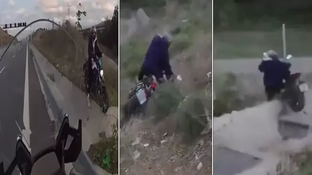 Uyarılara aldırış etmeyen motosiklet sürücüsünün tehlikeli kaçışı