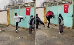 Bir garip asker eğlencesi! Yaşlı kadın olan biteni şaşkınlıkla izledi