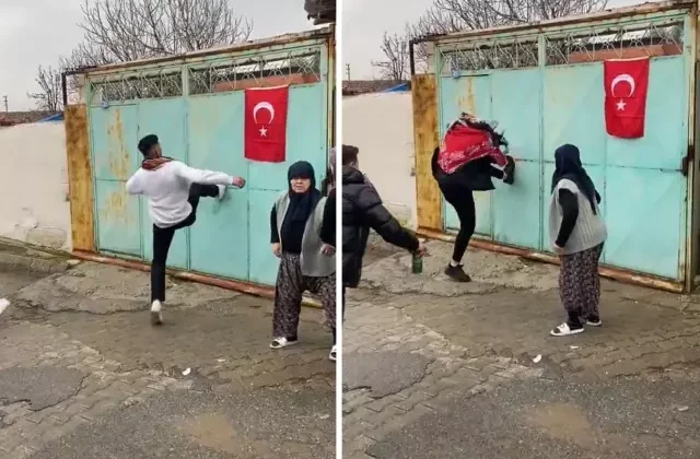 Bir garip asker eğlencesi! Yaşlı kadın olan biteni şaşkınlıkla izledi