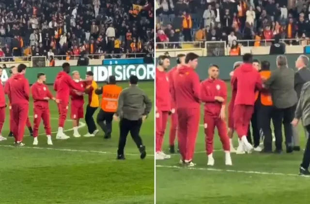 Maç öncesi olay: Sahaya giren taraftar, Galatasaraylı futbolcuların arasına daldı