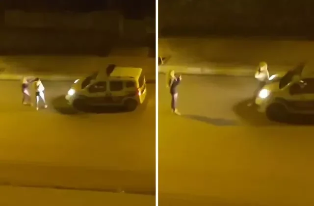 Pendik’te iki kadın, polis otosunun önünde sırayla fotoğraf çektirdi