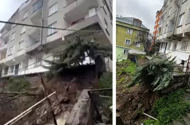 Beyoğlu’nda istinat duvarı çöktü, iki bina boşaltıldı