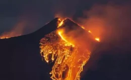 Etna Yanardağı’nda güçlü lav akıntısı meydana geldi