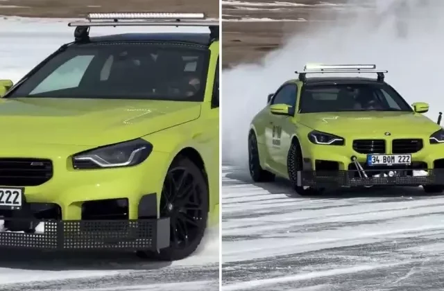 Kenan Sofuoğlu’nun 5 yaşındaki oğlu, karlı zeminde drift attı