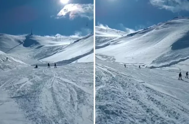 Palandöken’de korku dolu anlar! Kayak merkezine çığ düştü