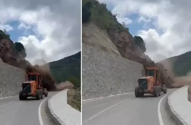 Operatör tonlarca ağırlığın altından kalmaktan son anda kurtuldu
