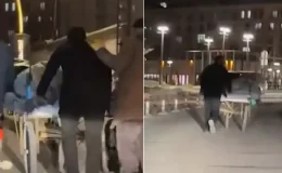 Yürek ısıtan anlar! Yokuşta zorlanan yaşlı hurdacının imdadına koştular